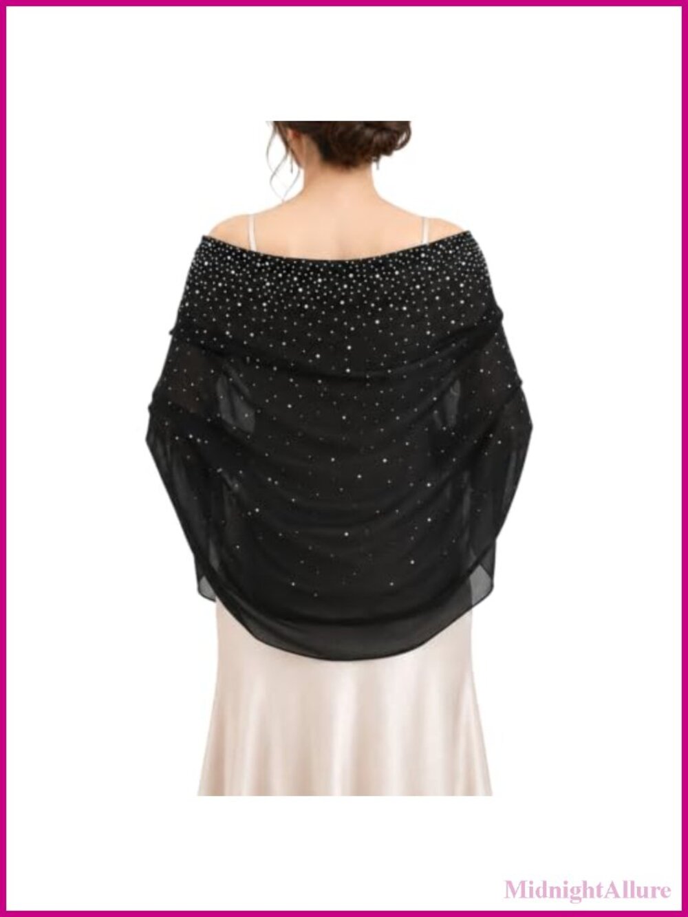 Chiffon Sequin Evening Shawl Wrap for Women - Sparkly Rhinestone Formal Cover Up